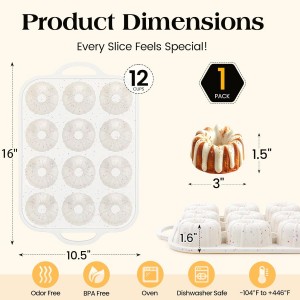 Vinino Silicone Mini Fluted Tube Cake Pans with Metal Reinforced Frame, 12-Cavity Mini Flan Molds, Non-stick Cupcakes Pans for Baking, Donuts, Muffins, Cornbread, Brownies, Jellies
