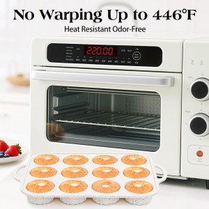 Vinino Silicone Mini Fluted Tube Cake Pans with Metal Reinforced Frame, 12-Cavity Mini Flan Molds, Non-stick Cupcakes Pans for Baking, Donuts, Muffins, Cornbread, Brownies, Jellies