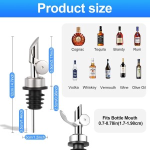 12PCS Weighted Liquor Pour Spout, Stainless Steel Liquor Bottle Pourers, Auto Flip Olive Oil Spout Bottle Pourers for Wine Syrup Vinegar Home Bar Accessories