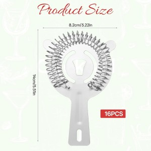 Giantree 16Pack Cocktail Strainer for Drinks, Stainless Steel Bar Bartender Strainer Silver Professional Juice Strainers with High Density Spring Shaker Shelf Mixologists Drinking Water Filtering