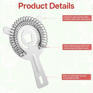 Giantree 16Pack Cocktail Strainer for Drinks, Stainless Steel Bar Bartender Strainer Silver Professional Juice Strainers with High Density Spring Shaker Shelf Mixologists Drinking Water Filtering