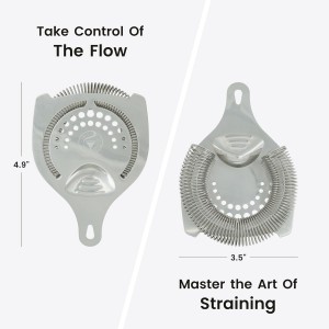 Cocktail Strainer for Drinks | Stainless Steel Bar tools | Ergonomic Hawthorne Strainer for Cocktail Shaker with High-Dense Spring | Silver Bar Strainers | Wizardtender