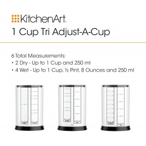 KitchenArt 1 Cup Tri Adjust A-Cup, Easy Pour Adjustable Measuring Cup