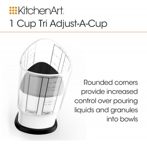 KitchenArt 1 Cup Tri Adjust A-Cup, Easy Pour Adjustable Measuring Cup