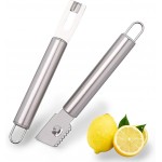 2 Piece Stainless Steel Lemon Zesters, Upgraded Lemon Zester & Channel Knife Set, Citrus Zester & Orange Peeler Tool, Premium Lemon Grater for Family Kitchen, for Bar Bartenders
