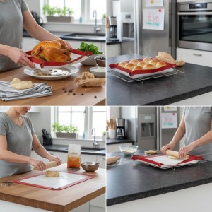 Silicone Fiber Baking Mat with Button, Nonstick Reusable Heat Resistant Baking Sheet for Baking, Roasting.Fit for Quarter Sheet Pans