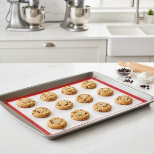 Silicone Fiber Baking Mat with Button, Nonstick Reusable Heat Resistant Baking Sheet for Baking, Roasting.Fit for Quarter Sheet Pans