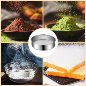 3-Pack Stainless Steel Flour Sifter Set with 40 Mesh, (6, 8, 10 Inches) Round Sieves for Baking Cakes, Bread, Pastries, Cookies, And Muffins Easy to Use, Dishwasher Safe