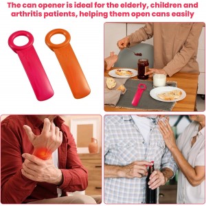 Ouligay 2PCS Jar Openers for Seniors, Jar Lid Opener, Plastic Lid Opener, Church Key Can Opener Jar Opener Gripper 5.51 inch, Rose Red & Orange