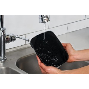 DETECTO Digital Kitchen Scale, Highly Accurate, Compact Glass Platform, Easy-to-Read Display, USB Rechargeable, 22 lb Capacity, Black/White (Black)