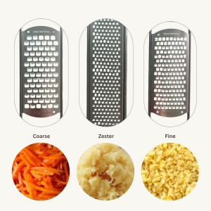 NAZANIN 3-Piece Stainless Steel Cheese Grater & Zester Set w/Acacia Wood Handles – For Parmesan, Lemon Zest, Ginger, and Spices