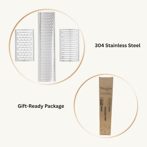 NAZANIN 3-Piece Stainless Steel Cheese Grater & Zester Set w/Acacia Wood Handles – For Parmesan, Lemon Zest, Ginger, and Spices