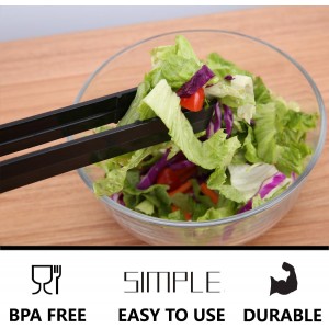 Plastic Serving Tongs 24 Pack, 9 Inch Black Disposable Kitchen Utensils, Food Safe Salad Tongs for Buffets BBQ (24, Black)