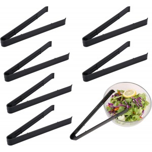 Plastic Serving Tongs 24 Pack, 9 Inch Black Disposable Kitchen Utensils, Food Safe Salad Tongs for Buffets BBQ (24, Black)