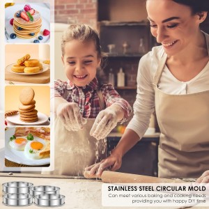 24 Pack 4 Inch Cookie Rings for Baking, Stainless Steel English Muffin Rings Double Rolled, Round Metal Cooking Pastry Ring Baking Molds for Cookies Dessert Crumpets Baking Food Making Tool (4 inch)