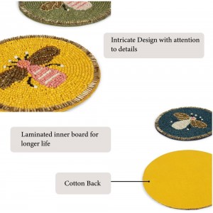 Beaded Coaster Set of 4 – Multicolor Glass-Bead Drink Coasters, Boho Table Decor for Dining & Gifting