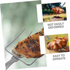 PRETYZOOM 2pcs Stainless Steel Barbecue Spit Chicken Arms Roaster Poultry Forks Meat Carving Forks for Bbq