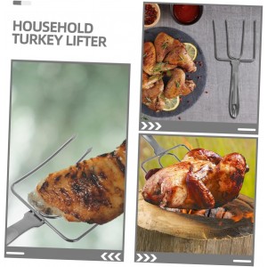 PRETYZOOM 2pcs Stainless Steel Barbecue Spit Chicken Arms Roaster Poultry Forks Meat Carving Forks for Bbq