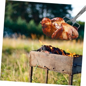 PRETYZOOM 2pcs Stainless Steel Barbecue Spit Chicken Arms Roaster Poultry Forks Meat Carving Forks for Bbq