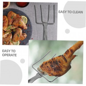 PRETYZOOM 2pcs Stainless Steel Barbecue Spit Chicken Arms Roaster Poultry Forks Meat Carving Forks for Bbq