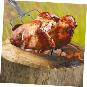 PRETYZOOM 2pcs Stainless Steel Barbecue Spit Chicken Arms Roaster Poultry Forks Meat Carving Forks for Bbq
