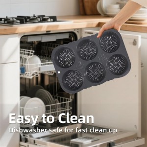 Hamburger Bun Pan and Baguette Pan With Spatula Brush, Silicone Hamburger Bun Pans for Baking, Nonstick French Bread Baking Pan for Baking Homemade Bread (Black)