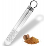 Nutmeg Grater with Silicone Brush & Storage - 18/10 Stainless Steel, Compact Spice & Nut Grinder Tool for Fresh Nutmeg Powder