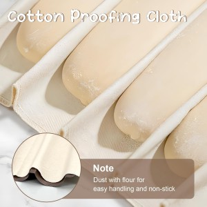 Baguette Bread Pan, Perforated French Bread Tray - 3 Loaf Nonstick Baking Sheet with Proofing Cloth & Dough Cutter Kit, Home Baker Supplies(15x11 Inch Gold)