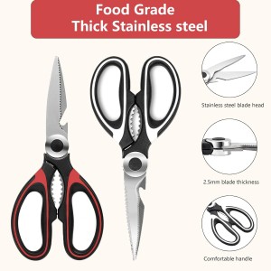 2Pcs Kitchen Scissors with Peeler - Heavy Duty Stainless Steel, Multipurpose Ultra Sharp Food Kitchen Shears for Meat, Poultry, Vegetables, Fruits, Herbs, Pizza - Ergonomic Grip, Dishwasher Safe