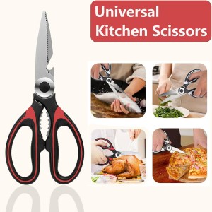 2Pcs Kitchen Scissors with Peeler - Heavy Duty Stainless Steel, Multipurpose Ultra Sharp Food Kitchen Shears for Meat, Poultry, Vegetables, Fruits, Herbs, Pizza - Ergonomic Grip, Dishwasher Safe