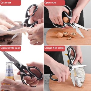 2Pcs Kitchen Scissors with Peeler - Heavy Duty Stainless Steel, Multipurpose Ultra Sharp Food Kitchen Shears for Meat, Poultry, Vegetables, Fruits, Herbs, Pizza - Ergonomic Grip, Dishwasher Safe