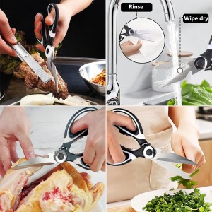 2Pcs Kitchen Scissors with Peeler - Heavy Duty Stainless Steel, Multipurpose Ultra Sharp Food Kitchen Shears for Meat, Poultry, Vegetables, Fruits, Herbs, Pizza - Ergonomic Grip, Dishwasher Safe