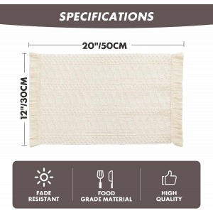 ZeeMart Macrame Style Boho Placemats Set of 4, Ivory Decorative Natural Farmhouse Cotton Woven Place Mats Home Decor for Kitchen Dining Table