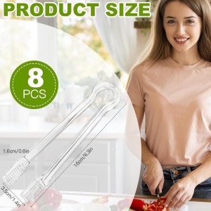 8 PCS Plastic Serving Tongs, 6.3 Inches Disposable Clear Tongs, Kitchen Small Serving Utensil Tongs for Party Catering Buffet Bakery Salad Cookies Ice