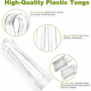 8 PCS Plastic Serving Tongs, 6.3 Inches Disposable Clear Tongs, Kitchen Small Serving Utensil Tongs for Party Catering Buffet Bakery Salad Cookies Ice