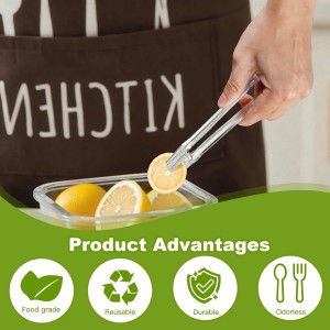 8 PCS Plastic Serving Tongs, 6.3 Inches Disposable Clear Tongs, Kitchen Small Serving Utensil Tongs for Party Catering Buffet Bakery Salad Cookies Ice