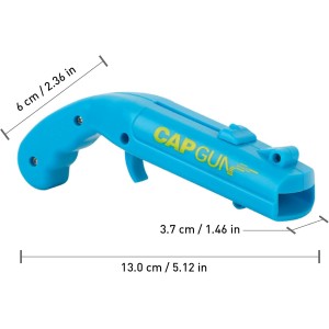 bottle cap shooting gun - Fun bottle opener tool launches bottle caps for parties, barbecues, and bar games (black-red-blue-grey)