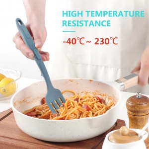 2pcs Silicone Flexible Forks, Non Stick Cooking Fork Multifunctional Spaghetti Fork Heat Resistan-t Baking For-k with Hanging Hole, for Stir Mix Mash(COLOR:Lake Blue, Dark Blue)