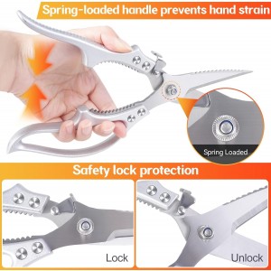 MDHAND Heavy Duty Poultry Shears, Kitchen Food Scissors All Purpose for Meat Cutting, Chicken Fish Fruit Vegetables, Dishwasher Safe Kitchen Shears with Anti-Slip Handle & Safety Lock, Spring Loaded