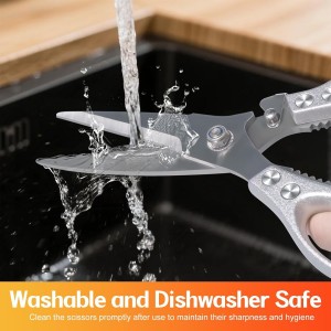 MDHAND Heavy Duty Poultry Shears, Kitchen Food Scissors All Purpose for Meat Cutting, Chicken Fish Fruit Vegetables, Dishwasher Safe Kitchen Shears with Anti-Slip Handle & Safety Lock, Spring Loaded