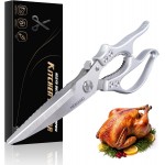 MDHAND Heavy Duty Poultry Shears, Kitchen Food Scissors All Purpose for Meat Cutting, Chicken Fish Fruit Vegetables, Dishwasher Safe Kitchen Shears with Anti-Slip Handle & Safety Lock, Spring Loaded
