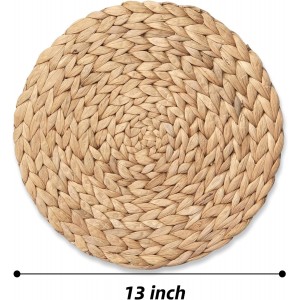Round Woven Placemats Set of 2, Natural Wicker Place mats, Boho Farmhouse Rustic Plate Chargers, Rattan Table Mats for Dining Table, Fall, Halloween, Thanksgiving, Christmas Decor (13 inch)