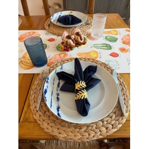 Round Woven Placemats Set of 2, Natural Wicker Place mats, Boho Farmhouse Rustic Plate Chargers, Rattan Table Mats for Dining Table, Fall, Halloween, Thanksgiving, Christmas Decor (13 inch)