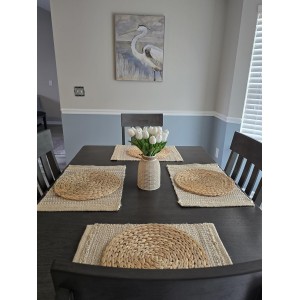 Round Woven Placemats Set of 2, Natural Wicker Place mats, Boho Farmhouse Rustic Plate Chargers, Rattan Table Mats for Dining Table, Fall, Halloween, Thanksgiving, Christmas Decor (13 inch)