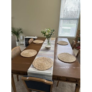 Round Woven Placemats Set of 2, Natural Wicker Place mats, Boho Farmhouse Rustic Plate Chargers, Rattan Table Mats for Dining Table, Fall, Halloween, Thanksgiving, Christmas Decor (13 inch)