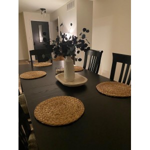 Round Woven Placemats Set of 2, Natural Wicker Place mats, Boho Farmhouse Rustic Plate Chargers, Rattan Table Mats for Dining Table, Fall, Halloween, Thanksgiving, Christmas Decor (13 inch)