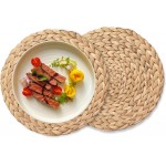 Round Woven Placemats Set of 2, Natural Wicker Place mats, Boho Farmhouse Rustic Plate Chargers, Rattan Table Mats for Dining Table, Fall, Halloween, Thanksgiving, Christmas Decor (13 inch)