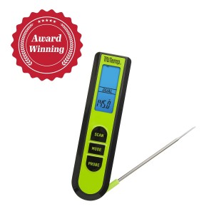 Taylor TruTemp Dual Instant Read Infrared Meat and Food Thermometer, Digital for Cooking, IPX5 Splash Proof Design, Plus Meat Probe for BBQ, Kitchen, Smoker, and Grilling, Green