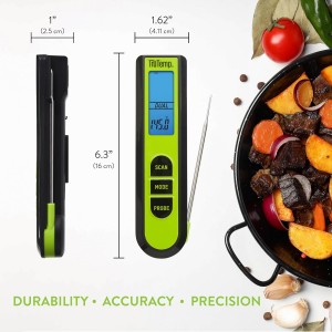 Taylor TruTemp Dual Instant Read Infrared Meat and Food Thermometer, Digital for Cooking, IPX5 Splash Proof Design, Plus Meat Probe for BBQ, Kitchen, Smoker, and Grilling, Green