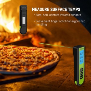 Taylor TruTemp Dual Instant Read Infrared Meat and Food Thermometer, Digital for Cooking, IPX5 Splash Proof Design, Plus Meat Probe for BBQ, Kitchen, Smoker, and Grilling, Green
